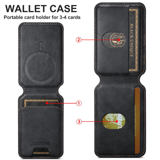 Luxury Leather Cellphone Magsafe Magnetic Card Holder For IPhone 14 11 12 13 15 Pro Max 15Plus Phone Bank ID Card Wallet Case